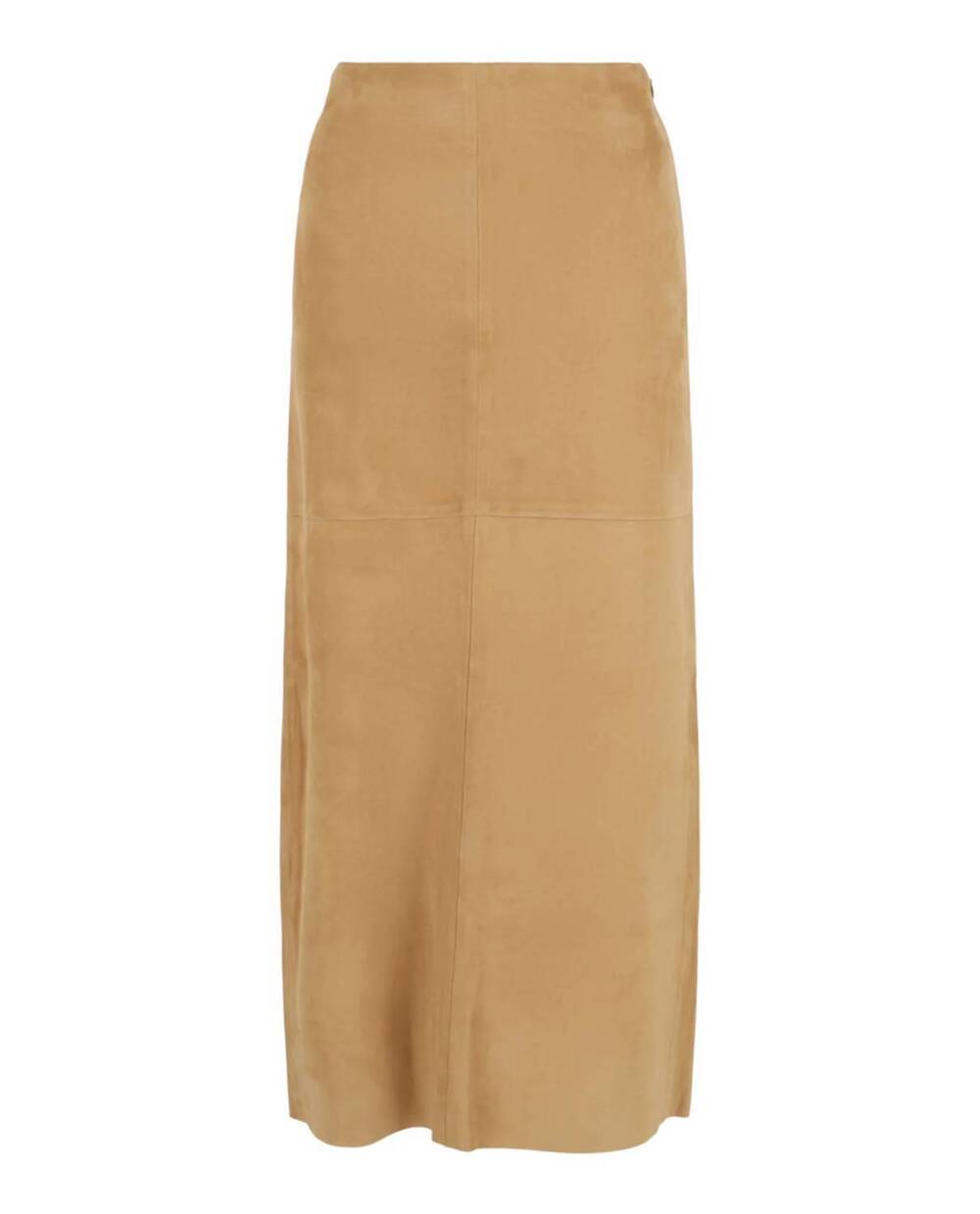 NEW SALVATORE FERRAGAMO women's lambskin leather pencil skirt in beige khaki